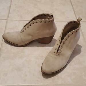 Taupe ankle boots with lace detail